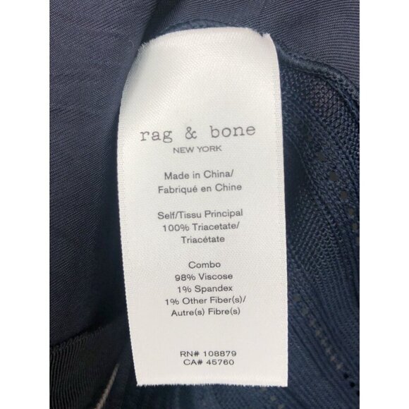 Rag & Bone Navy Valerie Zip Sleeveless Blouse Women's S Sheer Zip Collar V-Neck - Picture 5 of 8